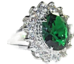 Ring green CZ white gold princess kate diana engagement silver 4 5 6 7 8 10 11 - Picture 1 of 12