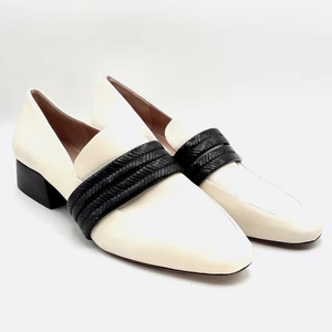 AD & Daughters Womens Beige And Black Leather Horsebit Pumps Shoes - Size 11 - Picture 1 of 10