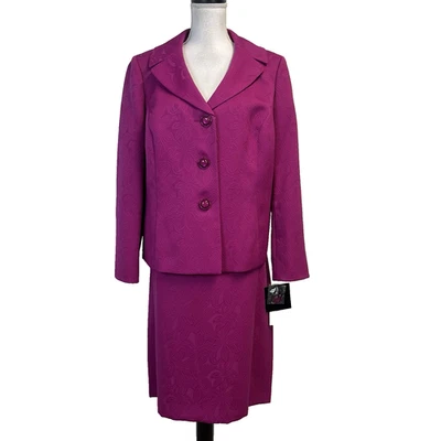 Le Suit Woman Skirt Suit Plus size 14W Pink Vienna Berry Embossed Career Wedding - Image 1 of 4