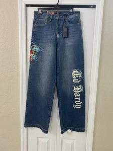Ed Hardy Eagle Skull Women’s Wide Leg Jeans Brand New With Tags - Picture 1 of 19