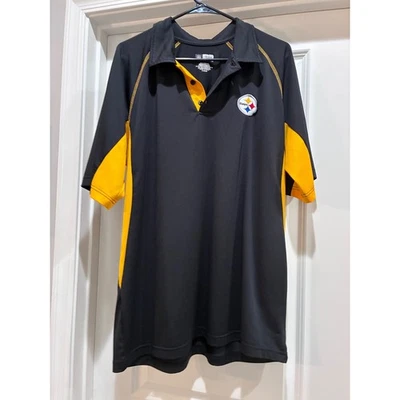 Steelers NFL Team Apparel Polo Shirt Mens XLarge Black Gold Football Fan - Image 1 of 4