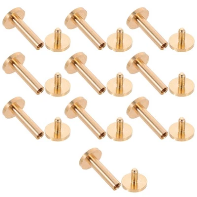  10 set di viti di fissaggio in ottone e rivetti per cinture e borse, viti a - Immagine 1 di 4