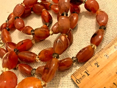 Grueso collar largo de cuentas de piedras preciosas semipreciosas de cornalina de 14 mm a 15 mm Foto 1 de 4