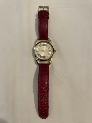 Anne Klein Women's Watch 37 mm Red Leather Gold Tone Stainless Steel Back AK1176 - Image 1 of 4