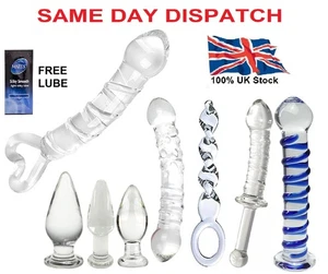 Glass Dildo Anal Butt Plug Prostate Massager Non Vibrator Sex Toy for Men Women - Picture 1 of 48