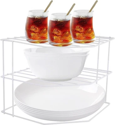 ASelected Corner Plate Rack, 3 Tier Plate Stacker for Cupboards, 23x23x20cm - Image 1 of 4