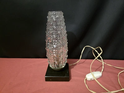 Ancienne lampe de chevet en verre taillé et onyx - XXe - Photo 1/4