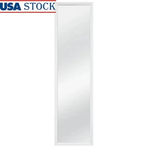Full-Length Rectangular Mirror White Frame Wall Mount Reflective Decor Enhancer - Picture 1 of 6