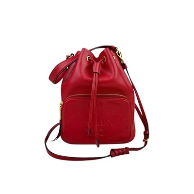 Prada Red Leather Bucket Bag - Image 1 of 4