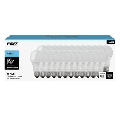 Feit Electric A19 LED Light Bulbs, Non Dimmable, High Lumens, E26 Standard... - Image 1 of 4