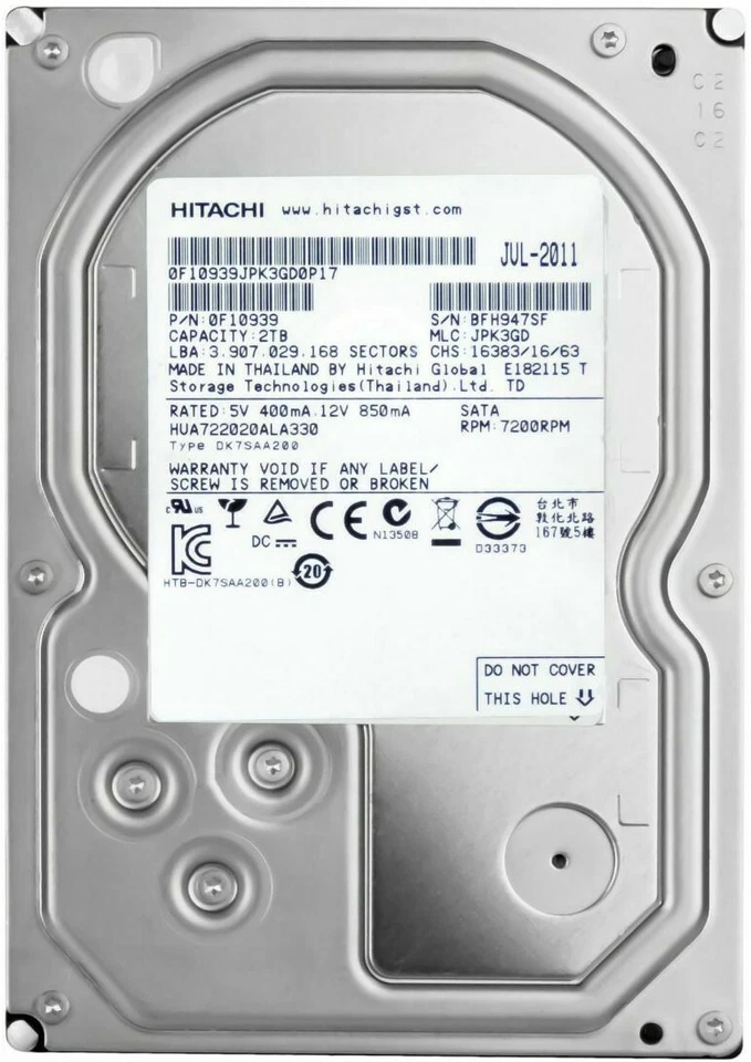 Disk Hitachi Ultrastar A7K2000 2TB 7.2K 32MB SATA II HUA722020ALA330 3.5'' - Immagine 1 di 3