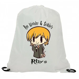 PERSONALISED RON WEASLEY & SCABBERS SUBLIMATION GYM SWIMMING PE DRAWSTRING BAG - Picture 1 of 1