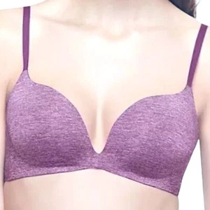 Wacoal B.Temptd 30A Bra Purple Heather V-Neck Padded Push Up Wire Free - Afbeelding 1 van 3