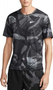 NWT Nike Dri-FIT Miler Short Sleeve Black Gray Camo Running Top T-Shirt - Picture 1 of 11