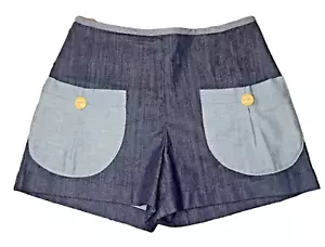 Zoe.O Blue Denim SKORTS (mini Skirt & Shorts in One) Size XS Yellow Button Pocke - Picture 1 of 7