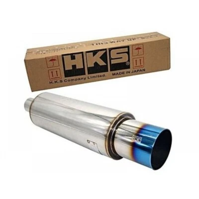 HKS Lorry Titanium Blue Exhaust Muffler Inlet 2.5 Outlet 5.0 Car Truck 4x4 - Imagem 1 de 3
