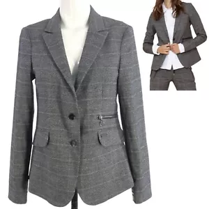 Mos Mosh Blazer Jacket Grey Checked Pattern Fitted Blake Holly Size 38 UK 10 - Picture 1 of 13