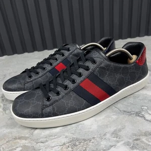 Gucci Ace Web GG Supreme Monogram Sneakers Gray Leather 9 G or 9.5 US or 43 EUR - Picture 1 of 13