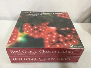 New Sealed Red Grape Cluster Lights 2 Box Set 12 Lights - Picture 1 of 3