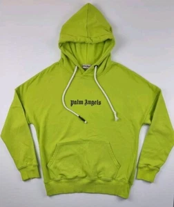 Palm Angels Green Spell Out Pullover Hoodie Double Print Fluro Size Medium Italy - Picture 1 of 11