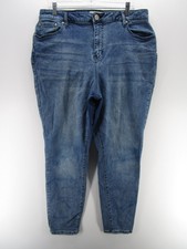 Eloquii Jeans Women Plus 18 Blue Skinny Denim High Rise Stretch Logo Preppy