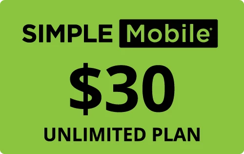 Simple Mobile $30/Month Refill Pin,Unlimited Talk, Text, & 5 GB of Data! - Image 1 of 1