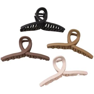 4 Pack Shark Hair Claw Clips Matte Coffee Brown, Beige, Black Opaque New Lot - Image 1 of 4