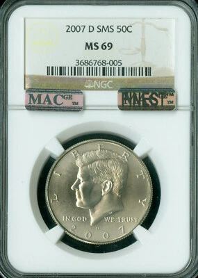 2007 D KENNEDY HALF DOLLAR NGC MS69 SMS PQ MAC FINEST GRADE MAC SPOTLESS . - Image 1 of 4