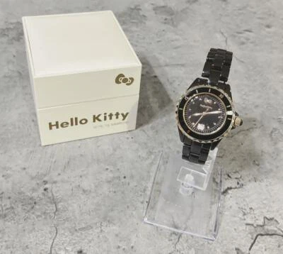 Rare Hello Kitty Ceramic Premium Black  Collection Valuables Ninki Wact Clook - Image 1 of 4