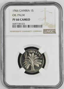 Gambia 1 Shilling 1966 Oil Palm NGC PF 66 Cameo - Picture 1 of 2