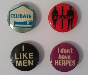 Lot of 4 Vintage Rare Pin-backs 1981-82 Ephemera ''Gender''  - Picture 1 of 12