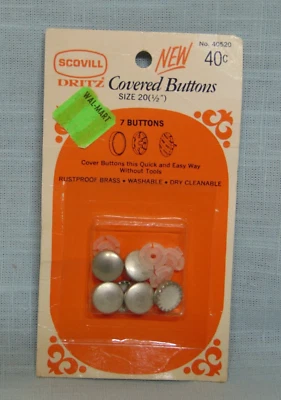 New Vintage Scovill Dritz Covered Buttons (Qty 7) Size 20 (1/2") No. 40520  USA - Image 1 of 3
