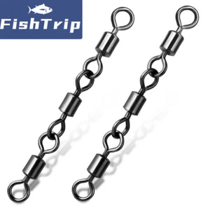 9KM 30Pcs Three Joint Rolling Swivels Fishing Accessories Fishing Barrel Swivel - Picture 1 of 17