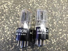 TWO HYTRON 6SN7 BAD BOY TWO HOLE PLATES D GETTER MATCHING DATES...TESTED