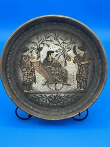 Griechischer Ton Terrakotta Teller Demeter & Triptolemos 9" Handarbeit mythologisch LESEN - Bild 1 von 15