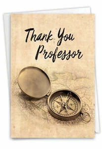 Compass Professor: Hilarious Teacher Thank You Printed Card with Envelope - Picture 1 of 6