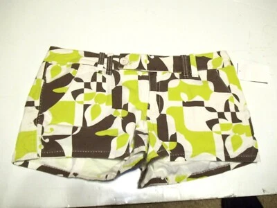 NEW ROXY psychedelic brown green shorty mini chino 5 pocket shorts sz 11 - Image 1 of 2