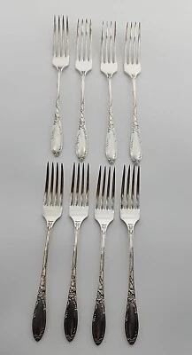 8 Vintage 1881 Rogers CHATEAU Silverplate Dinner Forks Oneida Ltd. 1934 - Image 1 of 4