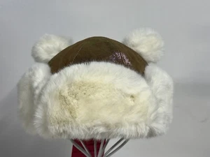 UGG Chestnut Fusia Glitter Leather & Shearling Kids Trapper Ears 2-4 years NEW - Picture 1 of 12