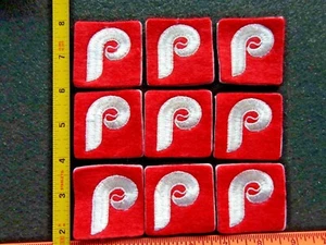 Vintage MLB Philadelphia Phillies Cooperstown Patches 2 inch Square 9 Pc Lot - Picture 1 of 2