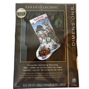 Dimensions The Gold Collection Cross Stitch Kit SNOWMEN GATHERING STOCKING - Picture 1 of 3