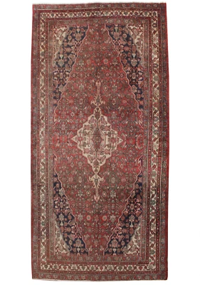 Alfombra medallón tradicional de lana floral vintage oriental anudada a mano 5x11 Foto 1 de 4