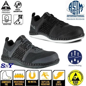 Reebok Composite Toe Static Dissipative Slip Resistant Work Shoes Boots No Metal - Picture 1 of 11