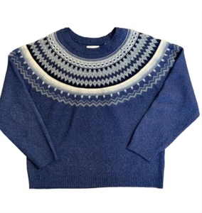 Wetterfester Vintage Herren Pullover Gr. Large Blau Rundhals Preppy Academia - Bild 1 von 13