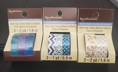 8 Recollections Glitter Tapes 3 - 2 yd, 3 - 1 yd, 2 - 2 yd All 3 NEW - Image 1 of 2