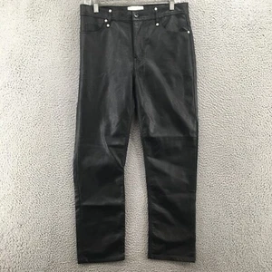 Standard/Cloth Moto Pants Womens 30 Black Faux Leather Mid Rise Zip Fly Casual - Picture 1 of 16