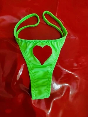 Tanga Grinch verde lima corazón rojo Foto 1 de 2