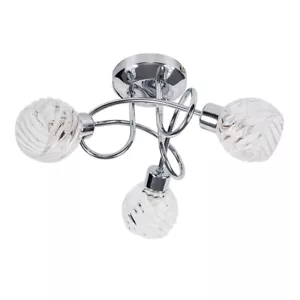 Ceiling Light Fitting 3 Way Chrome Spotlight Swirl Glass Lampshades Home Lights - Picture 1 of 9