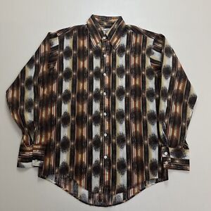 Vintage 70's Country Gent Button Down Shirt M Striped Hippie Mod Western Neutral