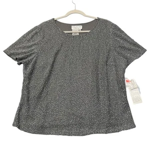 Camisa de Noche Papell Boutique para Mujer 1X Gris Cuentas Lentejuelas Fiesta Top Nueva con Etiquetas Plus - Imagen 1 de 14